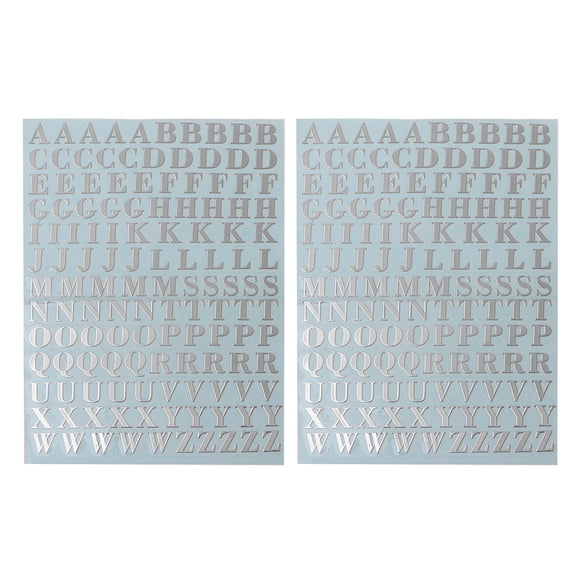 GENEMA 2Sheets Metal Digital Stickers 26 Letters Stickers DIY Decoration A-Z Stickers