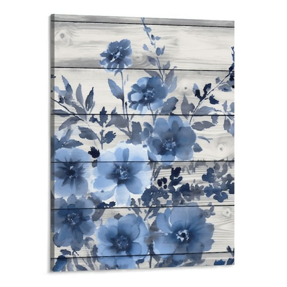 Shiartex Blue Bathroom Decor - Blue Watercolor Flower Wall Art Pictures for Bedroom Wall Decor Kitchen Wall Art Blue Botanical Wall Art Bathroom Pictures for Wall Artwork for Home Framed 16x20 Inch