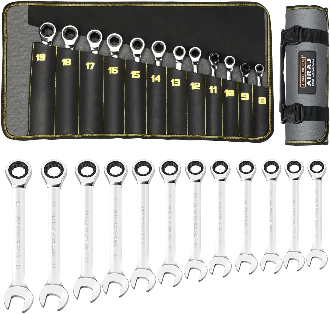 Airaj 12 Pcs Ratcheting Wrench Set Metric 819 mm, Ratchet Wrenches Set