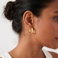 thumbnail image 5 of Chunky Huggie Earrings for Women,14K Gold Plated Hypoallergenic Sterling Silver Minimalist Lightweight Small Gold Hoop Earrings, 5 of 7