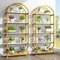thumbnail image 5 of Modfurne Tall Bookshelf Arched Bookcase, Modern 5-Tier Book Shelves with Storage Organizer Living Room, Library, Home Office, Gold, 5 of 6