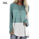 thumbnail image 2 of Minnieouse Mujer Camiseta Manga Larga Cuello Contraste Color Algodón Top Prendas para la parte del cuerpo Cielo azul 3XL, 2 of 6