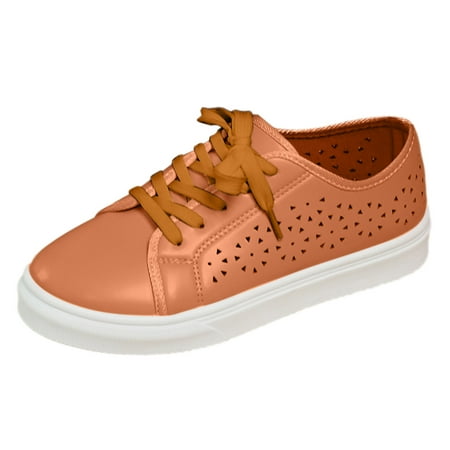 QYZEU Black Flat Shoes for Women Womens Work Shoes Ladies Leather Hollow Sports Solid Color Breathable Large Size Light Running Shoes Sneakers Casual Shoes Brown 40