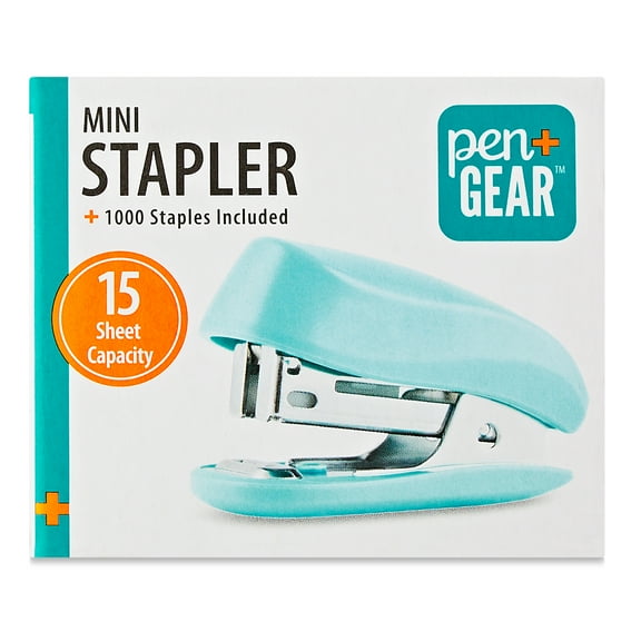 Pen+Gear 15-Sheet Mini Stapler with 1000 Staples, Blue