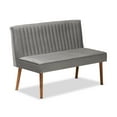 thumbnail image 3 of Baxton Studio Alvis Mid-Century Modern Grey Velvet Upholstered Back 2-Piece Dining Corner Bench, 3 of 9