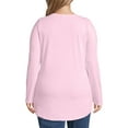 thumbnail image 2 of Just My Size Women's Plus Size Split Neck Tunic, Paleo Pink, 4X, 2 of 5