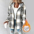 thumbnail image 2 of BODOAO Jackets for Women with Hood Casual Loose Button Down Buffalo Plaid Flannel Shirts Fall Winter Fashion Fleece Shacket Sherpa Lined Warm Long Sleeve Y2K Coats Flannel Jacket Light Ashy XXL, 2 of 6