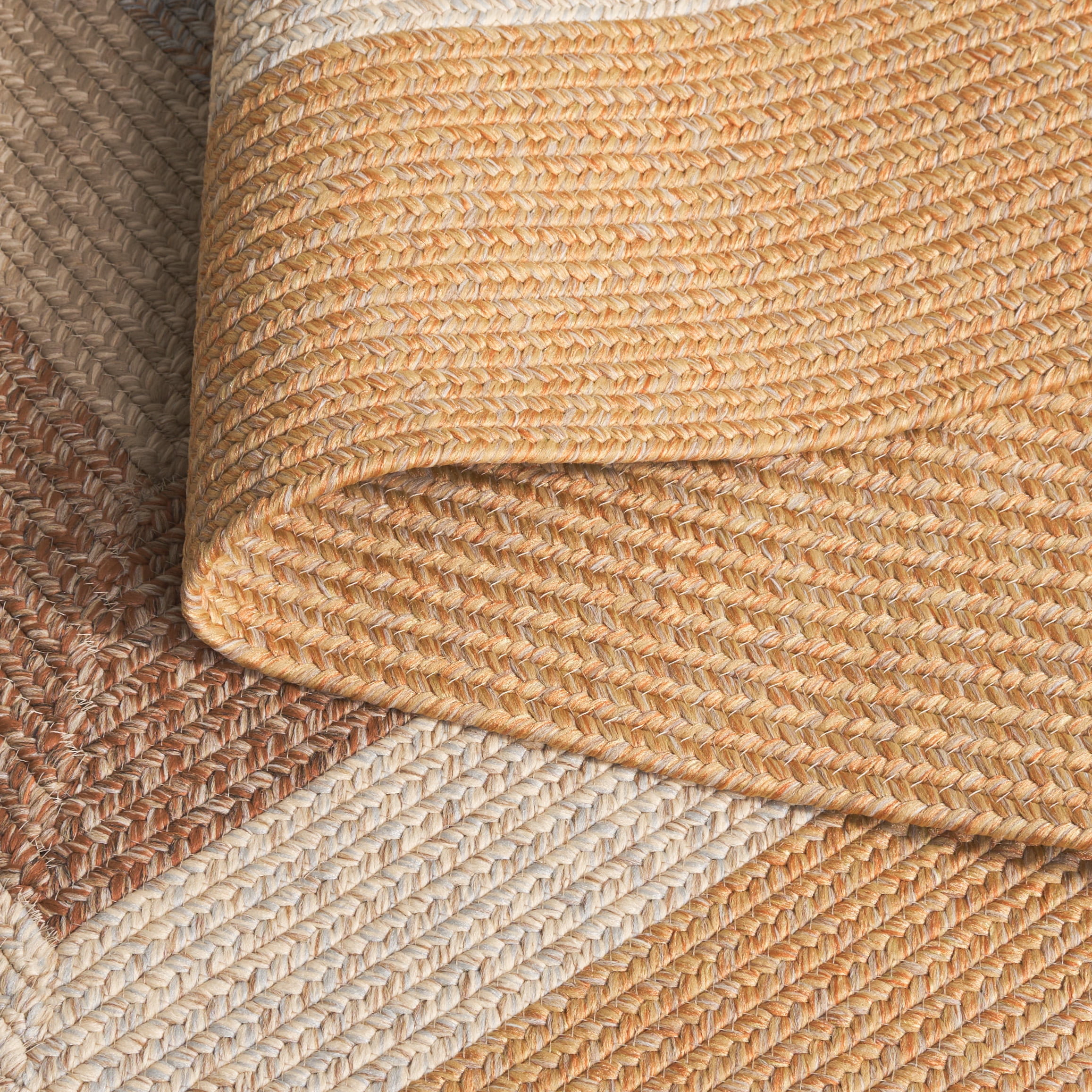 SAFAVIEH Braided Kent Geometric Machine Washable Reversible Area Rug, Brown/Light Brown, 3' x 3' Round