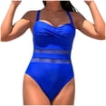 thumbnail image 2 of Weiqiqre Womens One Piece Swimsuits Bathing Suits One Shoulder Swimsuits Slimming Mesh Swimwear, 2 of 7