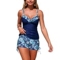 thumbnail image 5 of idosla Twist Front Tankini Swimsuits for Women 2026 Flattering Tummy Control Ribbed Two-Piece Bathing Suits (Navy, M), 5 of 8