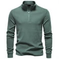 thumbnail image 5 of USNSM Quarter Zip Pullover Men Solid Color Golf Jacket Fleece Lined Long Sleeved Stand Up Collar Pullover Fall Bottom Sweatshirt Green M, 5 of 5
