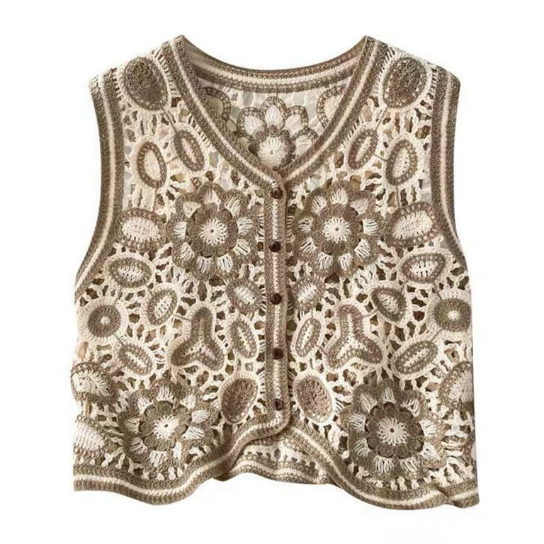 トップス MEDI SHELL MOTIF CROCHET KNIT VEST ameri ameri MEDI SHELL MOTIF CROCHET KNIT VEST