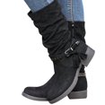 thumbnail image 3 of Women's Mid-Calf Boots Ladies Winter Solid Color Durable Suede Side Zipper Heel Round Toe Non- Design for Comfort, 3 of 6