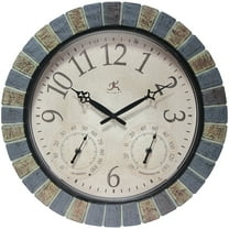 Infinity Instruments Aztec Indoor-Outdoor Wall Clock, Faux Stone, 18 Inch