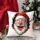 thumbnail image 1 of Funda de cojín de lino con estampado navideño | Funda de cojín cuadrada para sofá | Funda de cojín decorativa para sala de estar y cafetería, 1 of 5