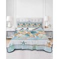 thumbnail image 2 of Twin Quilt Bedding Set, Blue Beach Coastal Reversible Summer Quilt 3 Pieces, Nautical Shell Starfish Coral Summer Lightweight Bedspreads Coverlets with 2 Pillow Shams for All Seasons, 2 of 5