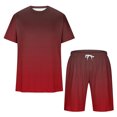 thumbnail image 5 of BiZtdJrK 2 Piece Sets for Men 2025 Summer Short Sleeve Tshirts Matching Casual Drawstring Beach Shorts Loose Oversized Gradient Print Running Set Lighten Sales of the Day Wine XXL, 5 of 6