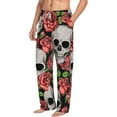 thumbnail image 2 of Balery Men'S Skull And Roses Pants,Sleepwear Pants,Pajama Pants,Pj Bottoms Drawstring And Pockets-X-Large, 2 of 9