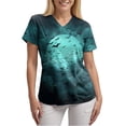 thumbnail image 2 of enyan Women's Halloween Shirts Pumpkin Tee Shirt Ghost Reading T-Shirt Short Sleeve Spooky Season Halloween Graphic V Neck Tops Halloween T-Shirts for Women(Sky Blue,XL), 2 of 7