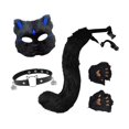 thumbnail image 4 of Conjunto de máscara y cola de gato y zorro, disfraz de cosplay para Navidad, disfraces de cumpleaños Negro Azul, 4 of 8