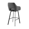 thumbnail image 5 of Armen Living Indoor Aura Gray Faux Leather and Black Metal Swivel 26" Counter Stool, 5 of 11