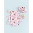 thumbnail image 5 of Toddler Girls Rash Guard Swimsuit Rompers Long Sleeve Flower Print Ruffles Zipper Kids Bathing Suit Swimwear with Swim Cap, 5 of 10
