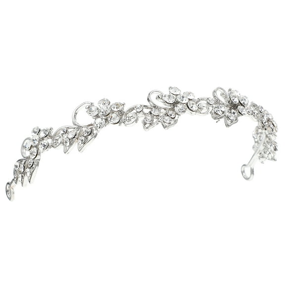 EXHUMKY Silver Alloy Tiara Beautiful Bride Headdress for Wedding Decor 1Pc