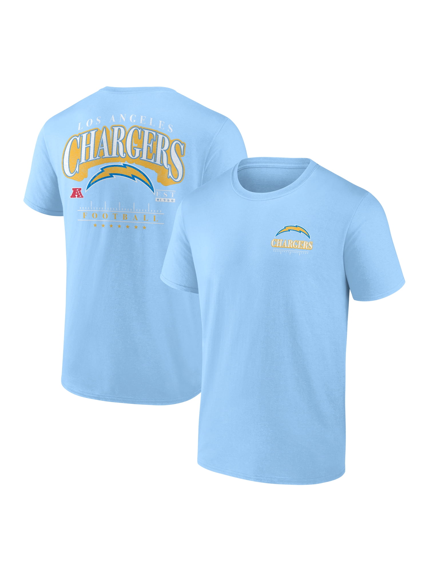 NFL Los Angeles Chargers Men's Cotton Faded Blue Short Sleeve T-Shirt