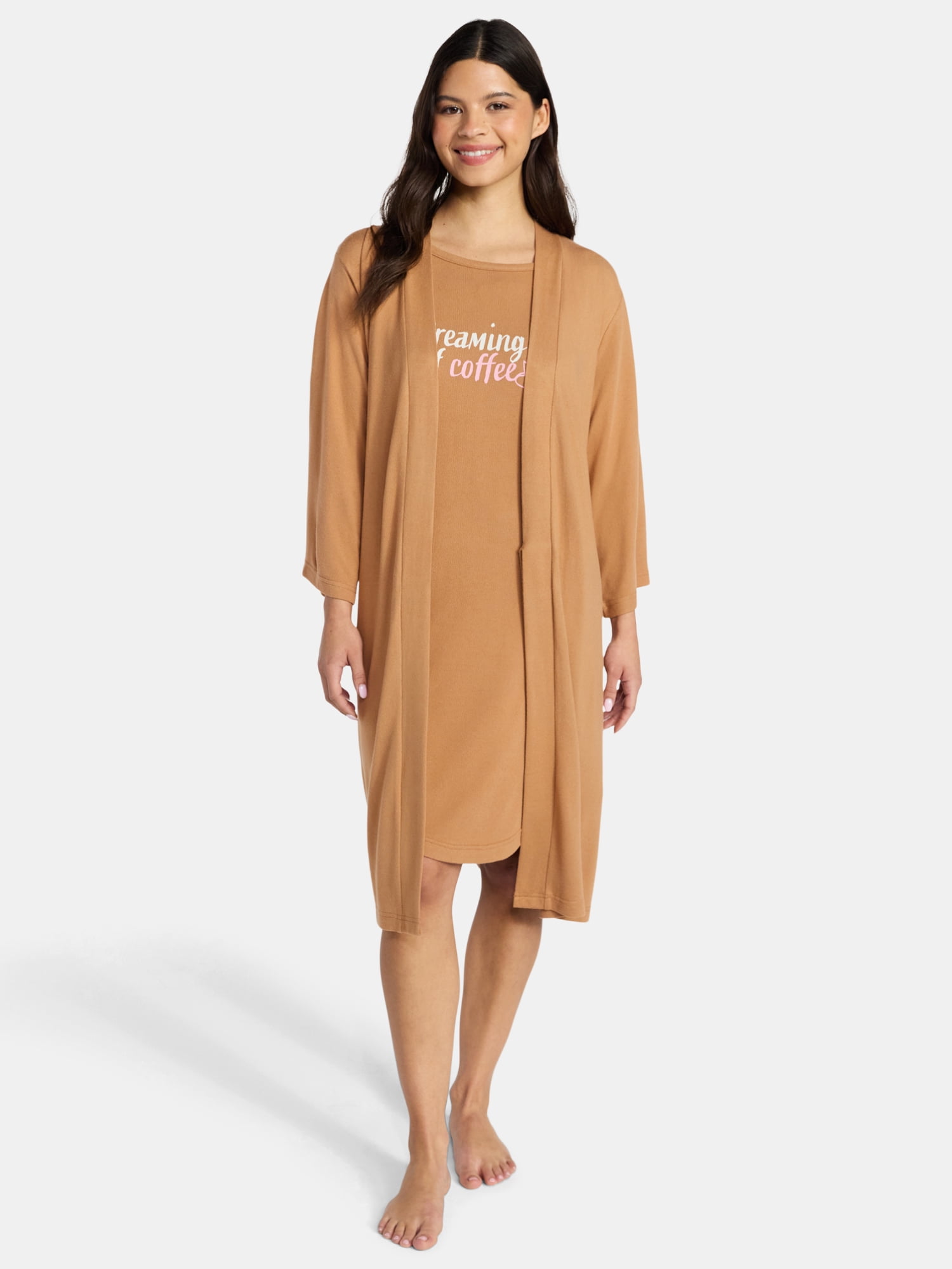 Lissome Women's Ultra Soft Stretchy Knit Belted Wrap Robe, Sizes S-3X