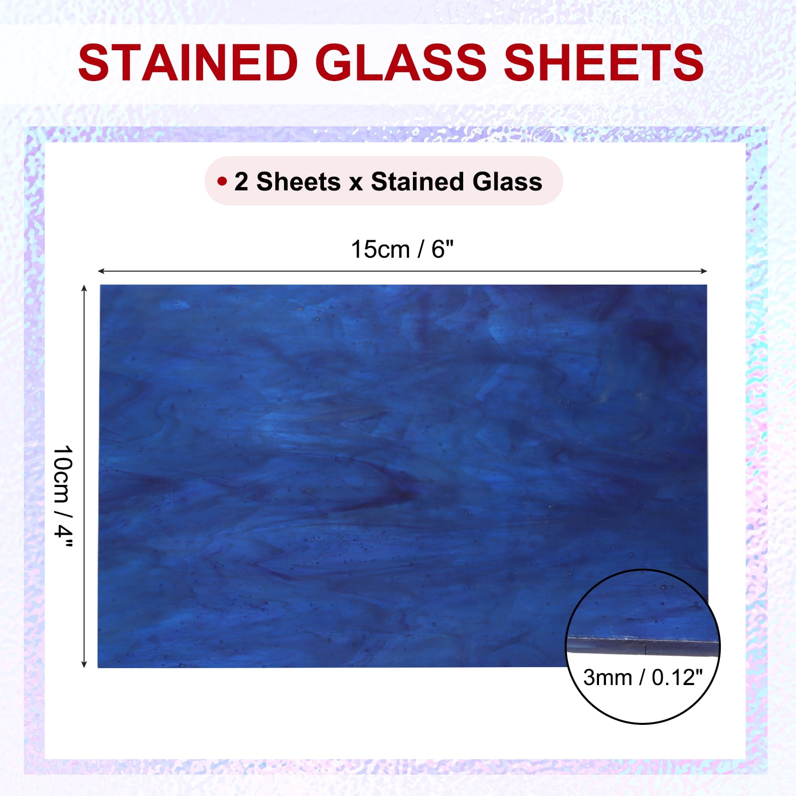 Uxcell 4 x 6" Stained Glass Sheets 2 Sheets Transparent Art Glass Dark Blue