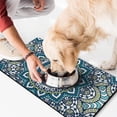 thumbnail image 2 of Boho Folk Mandala Pet Mat - Large Anti-Slip Dog Water Bowl Mat with Cultural Floral Patterns, Eco-Conscious & Family-Friendly, 2 of 7