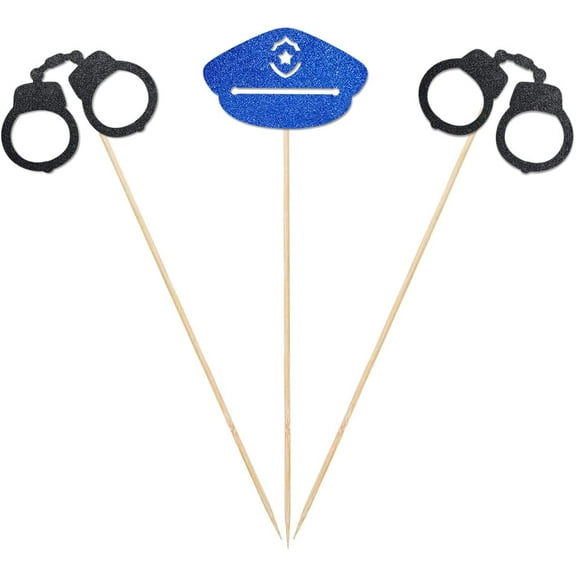 Police Centerpiece Sticks, 12-Pack Table Topper Double-Sided Boy Birthday Baby Shower Party Decorations