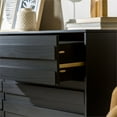 thumbnail image 3 of Pemberly Row Modern Grooved Panel 6-Drawer Wood Bedroom Dresser in Black, 3 of 13