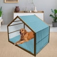 thumbnail image 2 of Damask Pet House, Blue Colored Pattern with Western Style Tile Revival Flourish Baroque Influences, Outdoor & Indoor Portable Dog Kennel with Pillow and Cover, 5 Sizes, Blue Seafoam, by Ambesonne, 2 of 4