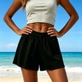 thumbnail image 4 of Womens Trendy Casual Sweat Shorts Drawstring Elastic Waist Flowy Shorts Lightweight Summer Workout Black XL, 4 of 5