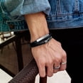 thumbnail image 4 of Braided leather bracelet for men black, 4 of 5