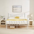 thumbnail image 2 of VECELO Javlergo Metal Platform Bed Frame with Headboard and Footboard, No Box Spring Needed White Full, 2 of 5