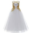 thumbnail image 4 of Girls Formal Long Pageant Dresses Prom Ball Gown Gold Lace Burgundy Tulle, 4 of 8