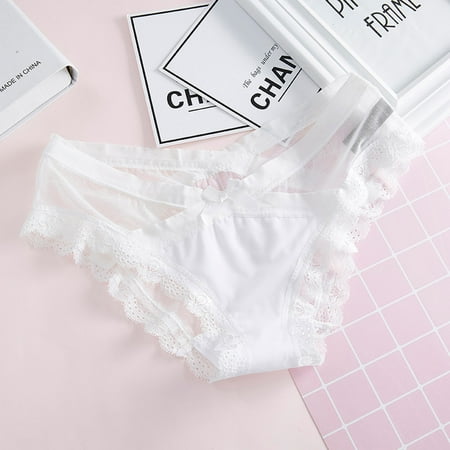 

Fragarn Hipster Panties For Women Bikini As A Cicada-wing Mesh Low-waist Cross-belt Ladies Panties Hipster Underwear White