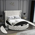 thumbnail image 6 of Meridian Furniture King Size Deep Button Tufting Modern Velvet Platform Bed with Storage, Cream, 6 of 11
