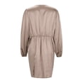 thumbnail image 5 of OSOLU Ladies Wedding Guest Dress Ruched Front Batwing Sleeve Spring Summer Autumn Elegant Solid Color Waist V-Neck Dress Comfort Sundress Dresses For Women 2025 Elegant Classy, 5 of 8
