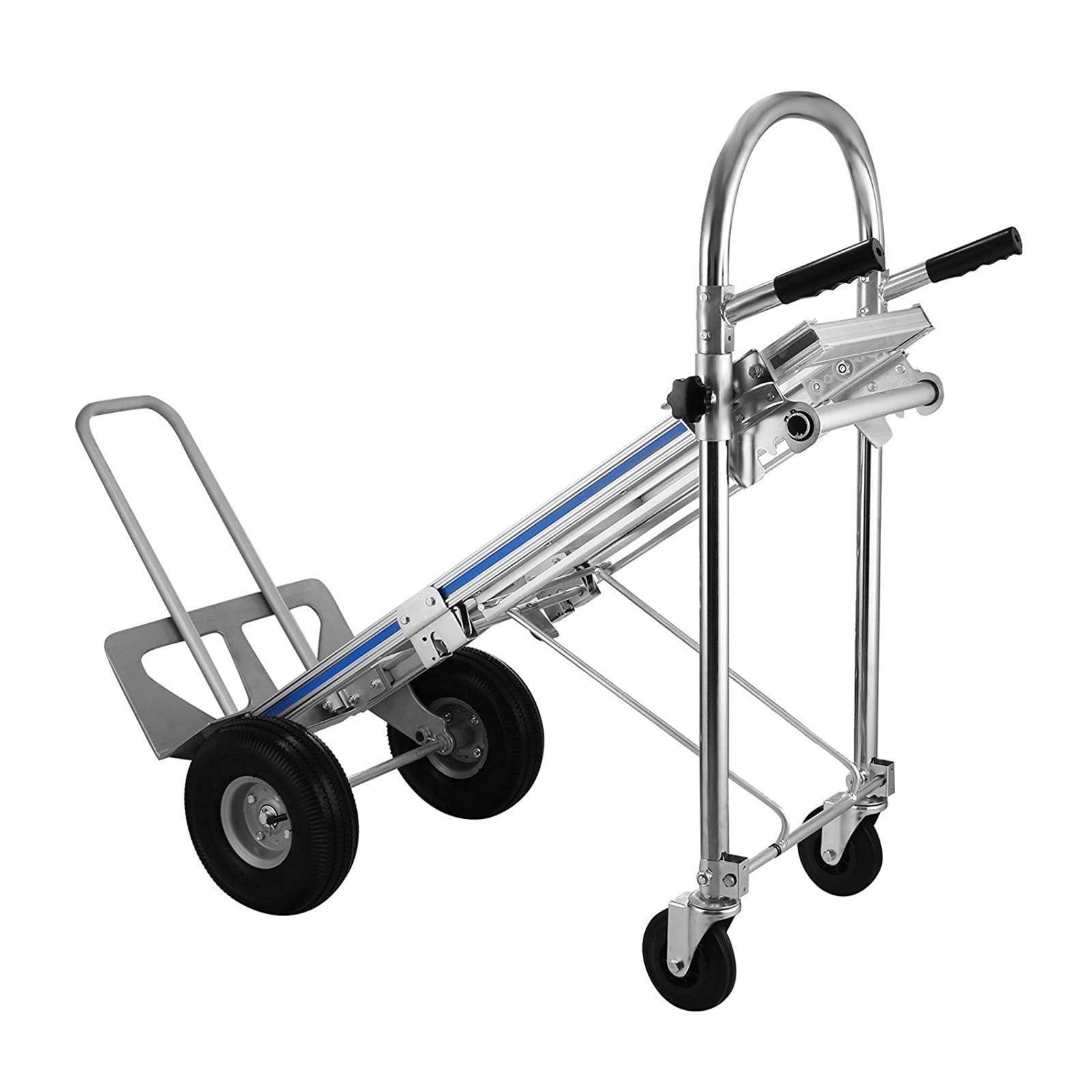2 in 1 Folding Aluminum Hand Truck 770LBS Convertible Portable Dolly 4 Wheels 