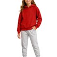 thumbnail image 4 of CUZIBR Little Girls Hoodies Basic Solid Color Sweatshirt Pullover Long Sleeve Comfort School Tops,Red,6-7 Years, 4 of 4