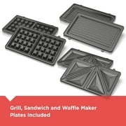 BLACK+DECKER 3-in-1 Morning Meal Station™ Waffle Maker, Grill, or Sandwich Maker, Black/Silver, WM2000SD