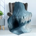 thumbnail image 4 of Horror House Soft Flannel Fleece Blanket, Mysterious Women in Foggy Forest Bushes Nightmare Haze Lady Scary Hell Work of Art, Cozy Plush for Indoor and Outdoor Use, 50" x 70", Blue, by Ambesonne, 4 of 5