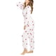 thumbnail image 4 of Conjuntos de pijama de franela de invierno para mujeres INSPIRE CHIC, de manga larga, ropa de casa, XL, estampado de fresa, blanco, 4 of 7