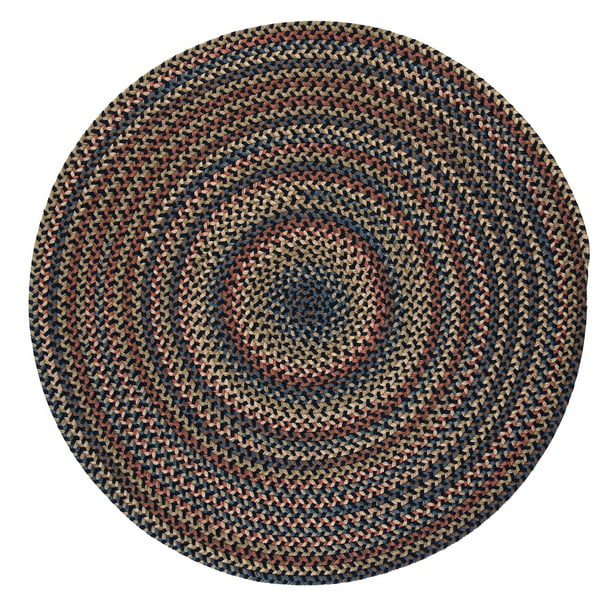 11 Blue Brown And Beige Reversible, Small Round Braided Rugs