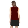 thumbnail image 3 of eloria Women's Georgette Boat Neck Pleated Sleevless Tunic Casual Midi Dress, Color : Dark Maroon | Size : XS, 3 of 6