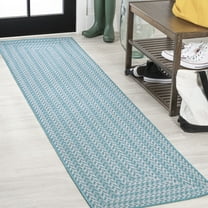 JONATHAN Y SANTA MONICA 2 x 8 Runner Rug, Chevron Concentric Squares - Aqua/Light Gray, SMB206A-28