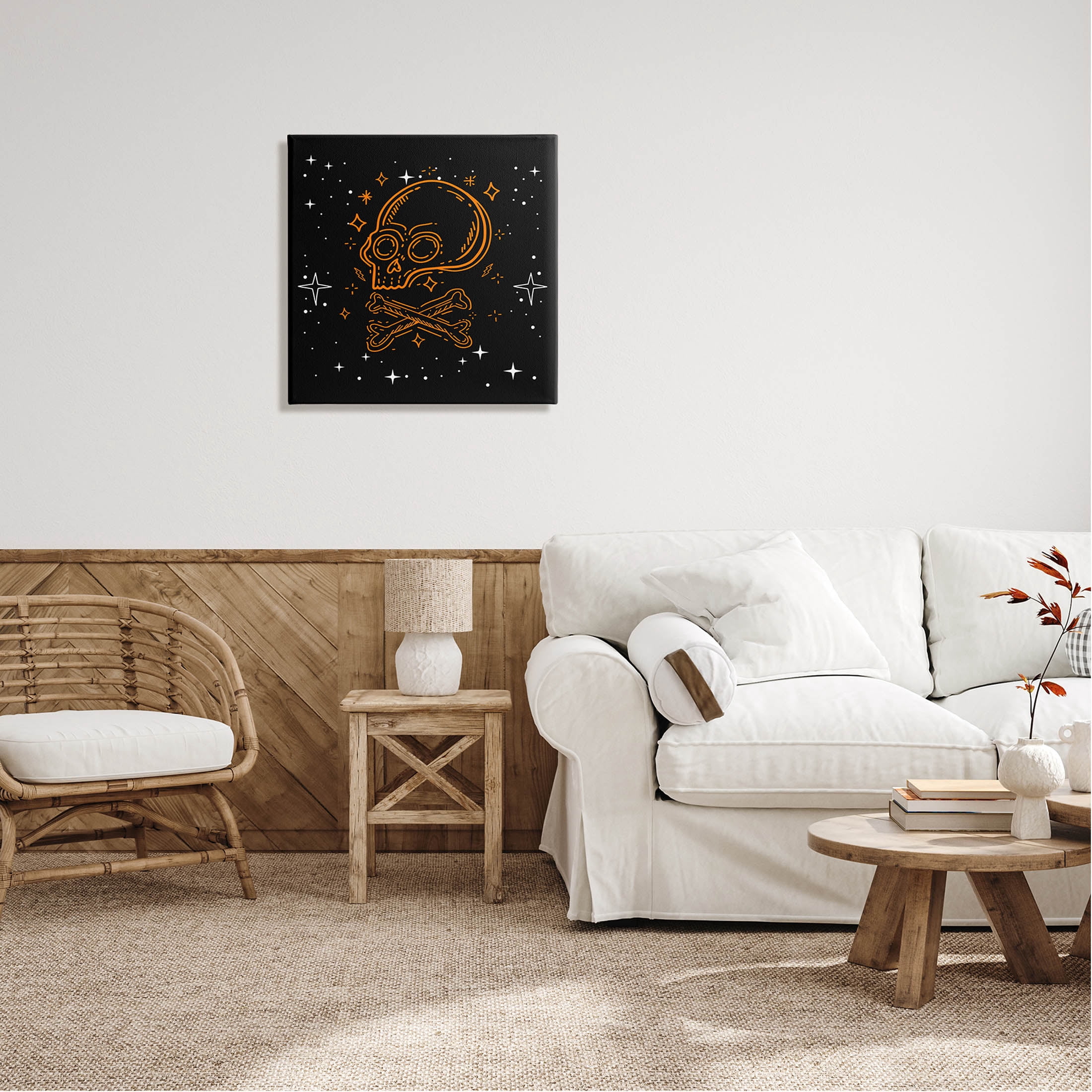 Stupell Industries Skull Crossbones Halloween Stars Graphic Art Gallery Wrapped Canvas Print Wall Art, Design by Lil' Rue